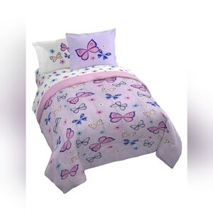 4 Piece Toddler Butterfly Bed Set Crib Bed Set  Kids Bed Set